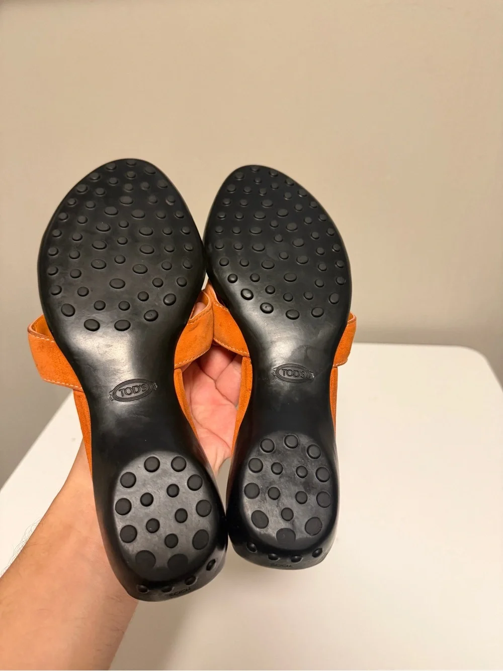TOD's Orange Leather Sandals Slip On Made In Italy Women’s US 9.5 UK 6.5 EU 39.5